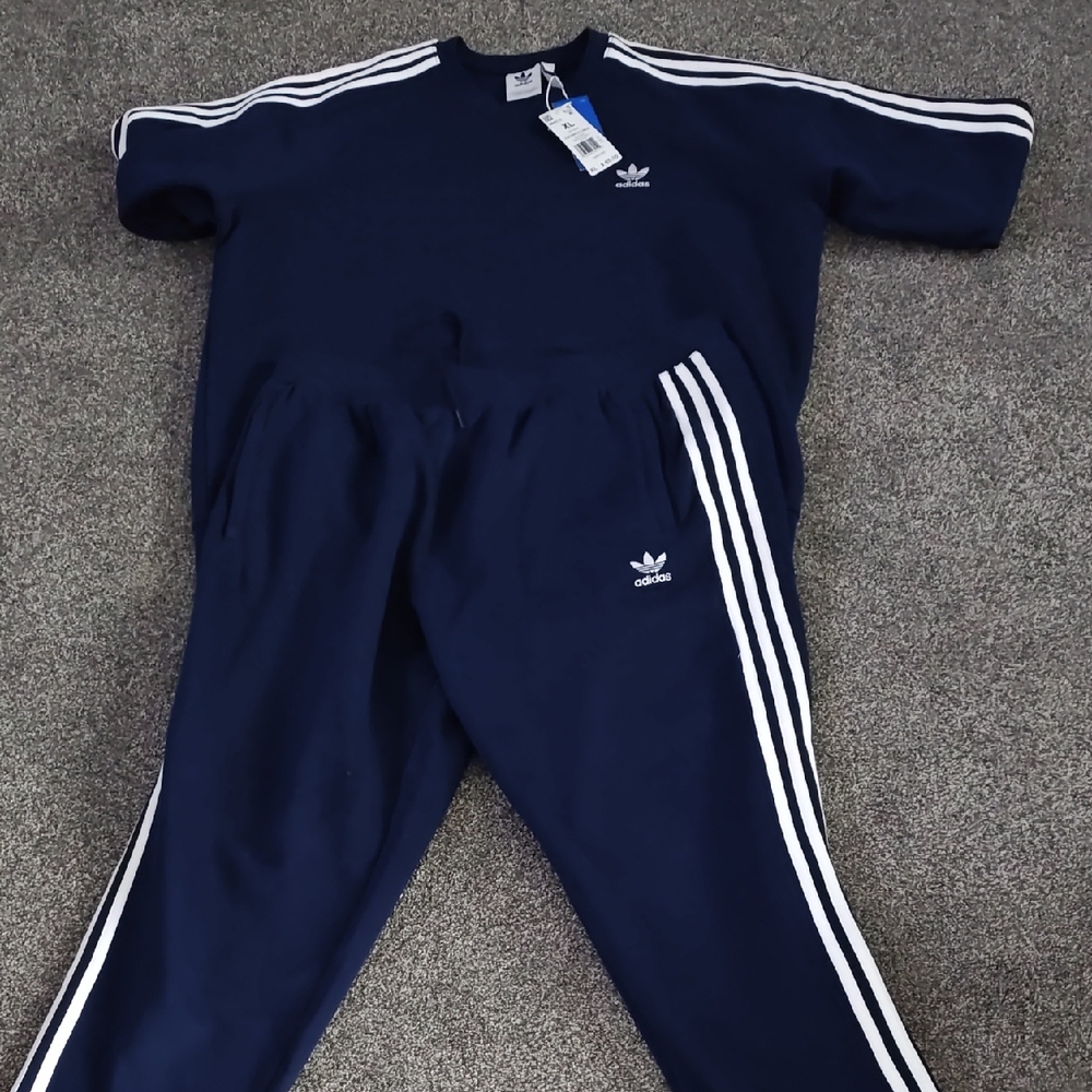 Adidas Dark Blue Tracksuit with White Accents